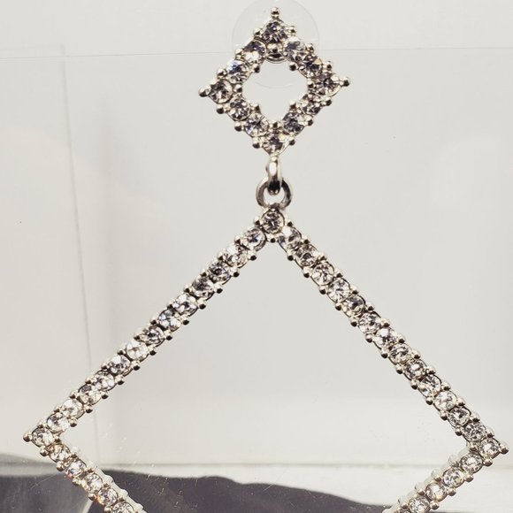 Charming Charlie diamond shape rhinestone pierced earrings - Picture 4 of 4